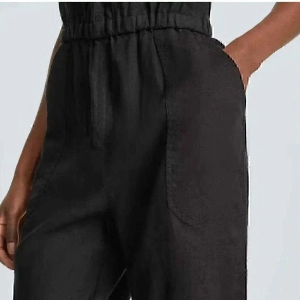 NWT Everlane 100% Linen The Shoestring Apron Jumpsuit‎ Black XXS Sustainable